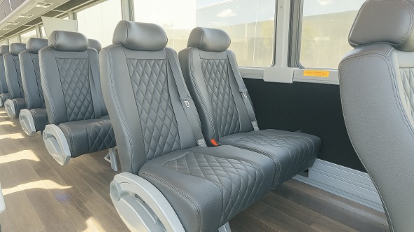 Interior of Charter Bus Company Blue Springs's 35 Passenger Minibus in Blue Springs