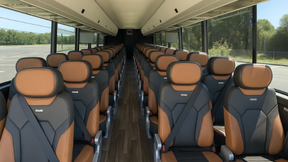 Interior of Charter Bus Company Blue Springs's 50 Passenger Charter Bus in Blue Springs