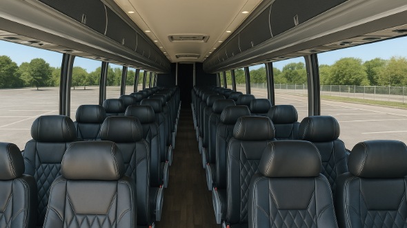 Interior of Charter Bus Company Blue Springs's 54 Passenger Charter Bus in Blue Springs