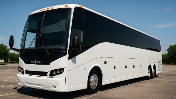 Exterior of Charter Bus Company Blue Springs's 56 Passenger Charter Bus in Blue Springs
