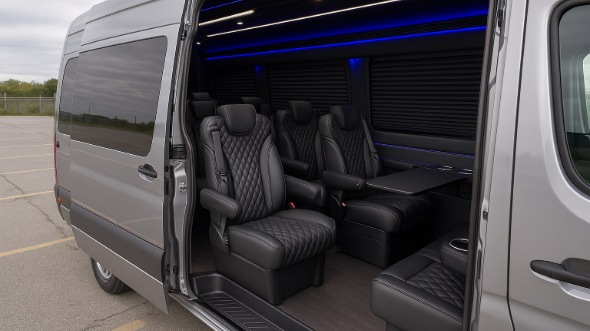 blue springs sprinter van with driver inside