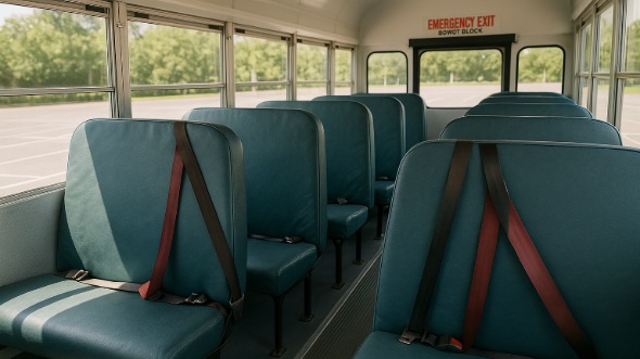 Interior of Charter Bus Company Shawnee's School Bus in Shawnee